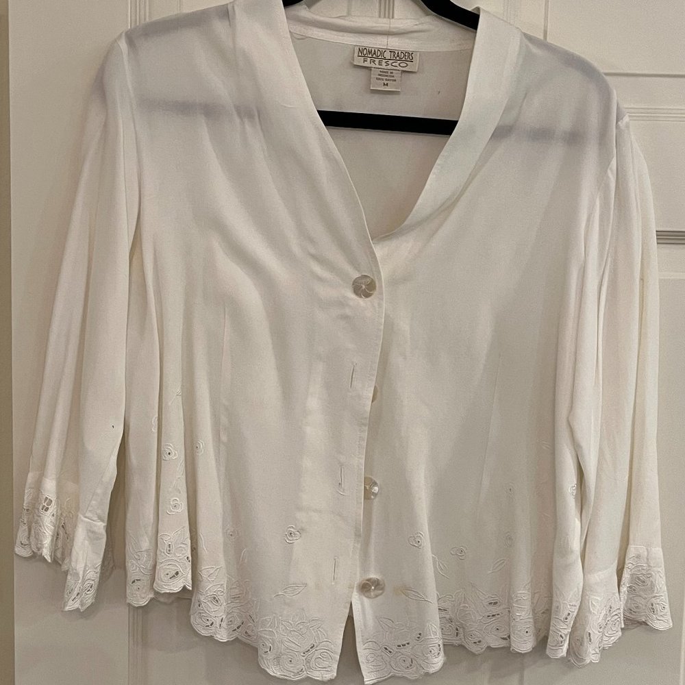 v neck cotton cropped with bell sleeves